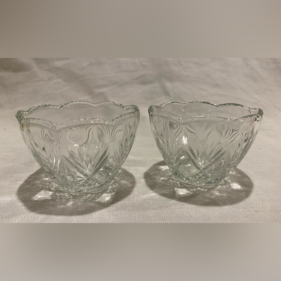 Vintage 2 PineCut Collection Crystal Cut Glass Candle Holder/Nut Bowl/ice cream - Picture 1 of 6